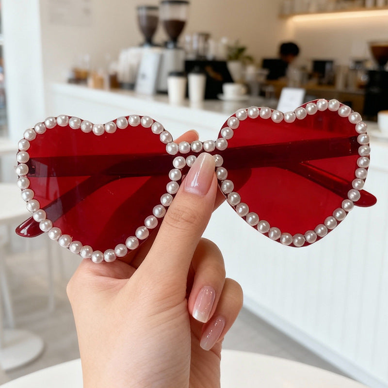 Heart-Shaped Pearl-Accent Sunglasses 
Maetiva