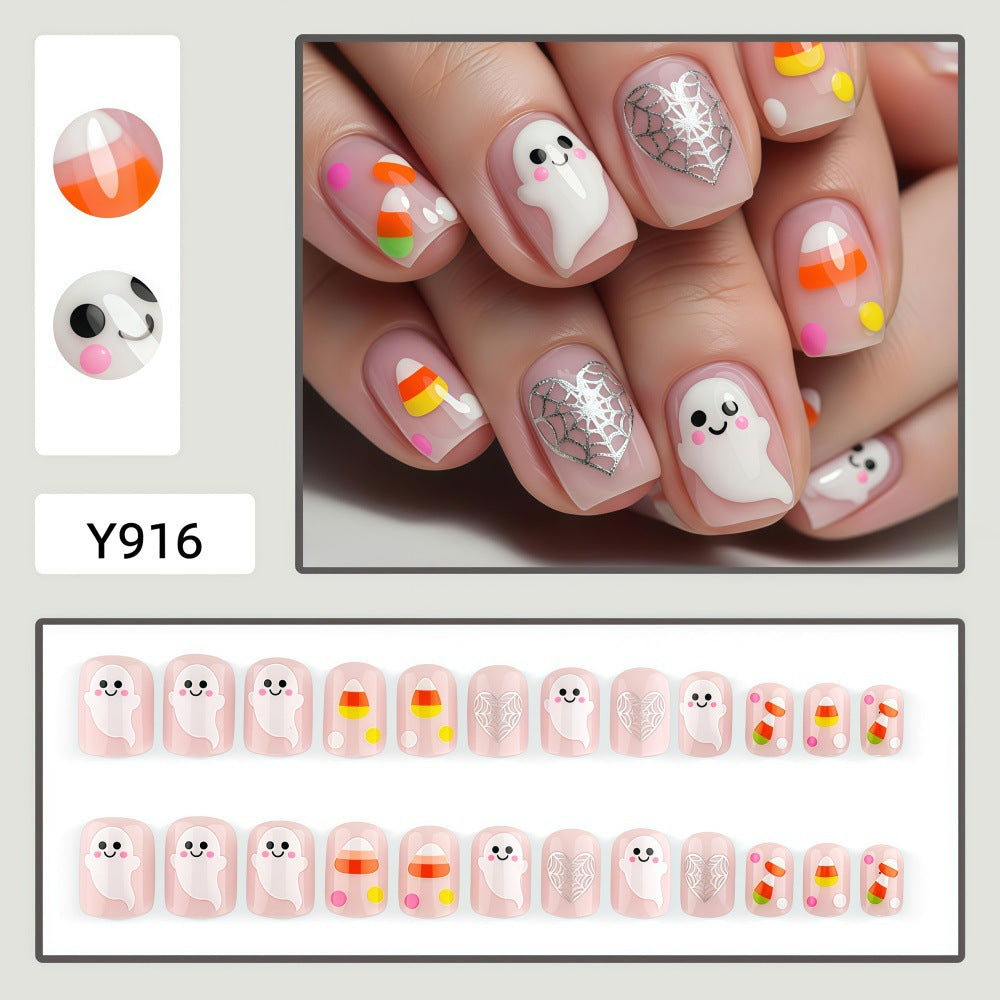 Halloween Artificial Nails with Ghost and Candy Designs 
Maetiva