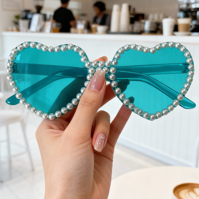 Heart-Shaped Pearl-Accent Sunglasses 
Maetiva
