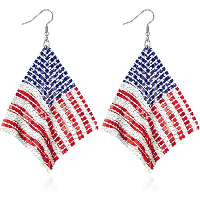 Women’s eye-catching drop earrings with flexible mesh, sequined trim, and hook closure 
Maetiva