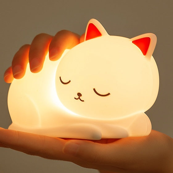 Maetiva® Squishy Silicone Napping Cat LED Night Light - Perfect Gift for Kids and Girls