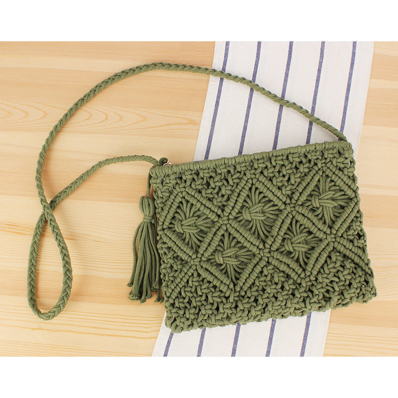 Handcrafted Macrame Shoulder Bag with Tassels 
Maetiva