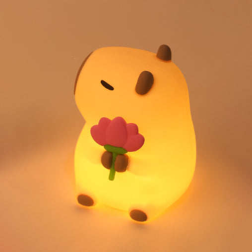 Maetiva® Flower Capybara Squishy Silicone Night Light - Perfect Gift for Kids and Girls