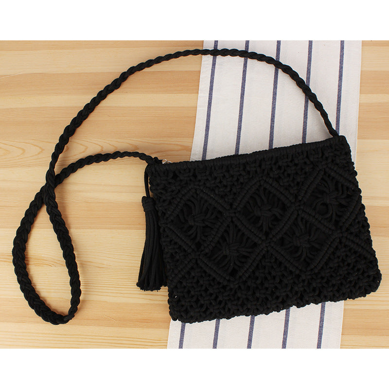 Handcrafted Macrame Shoulder Bag with Tassels 
Maetiva