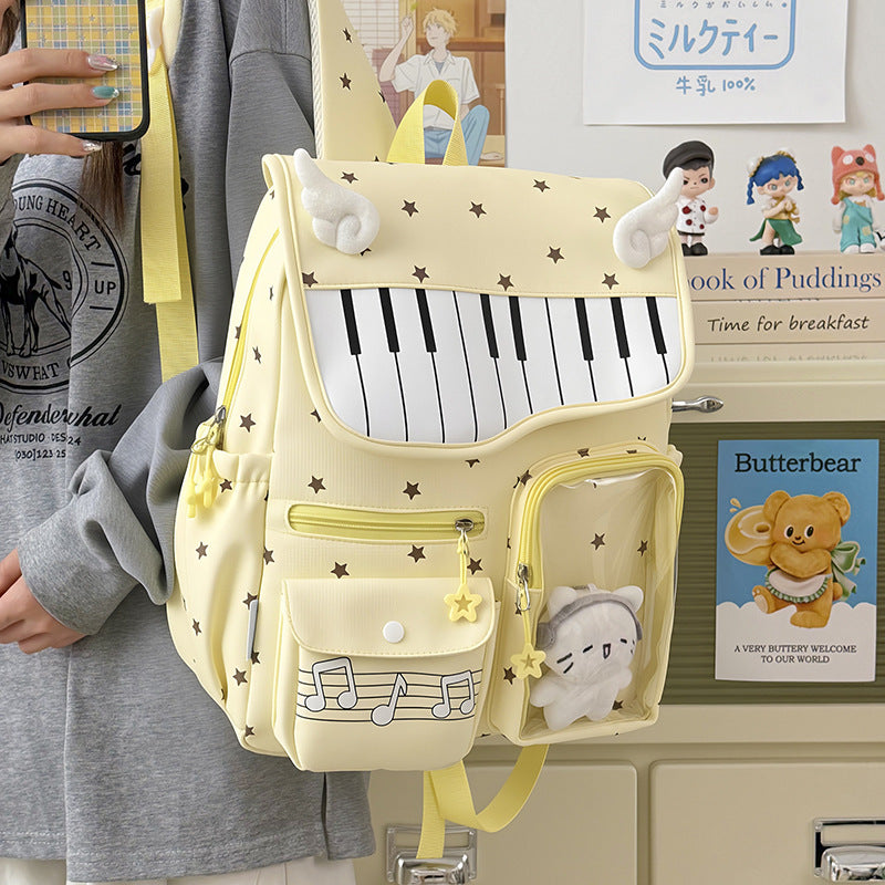 Piano-Themed Casual Backpack 
Maetiva
