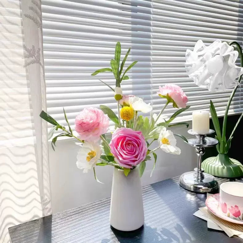 Blush Woodland Rose & Hydrangea Faux Floral Arrangement
