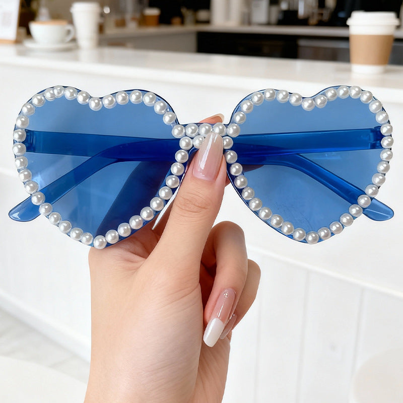Heart-Shaped Pearl-Accent Sunglasses 
Maetiva