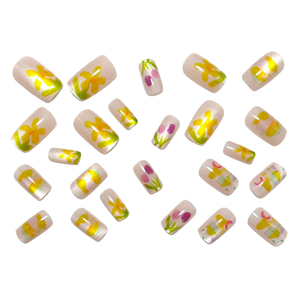 Artificial nails with colorful spring design 
Maetiva