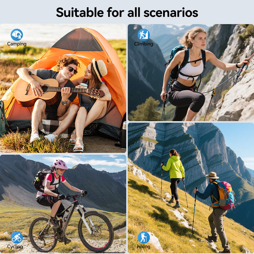 Solar Power Bank with Integrated Charging Cables and Robust Housing 
Maetiva