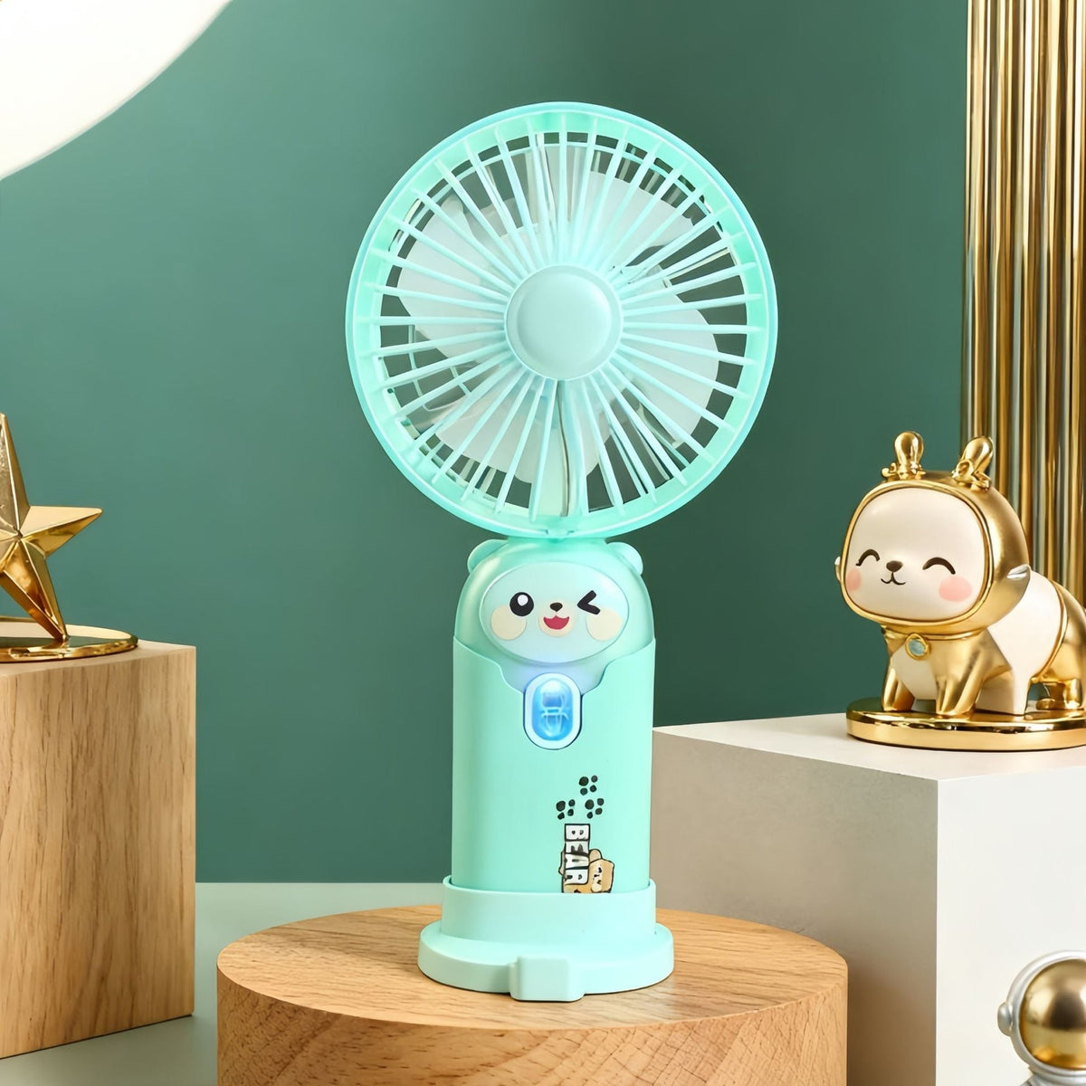 Women's portable handheld fan with cute bear design 
Maetiva