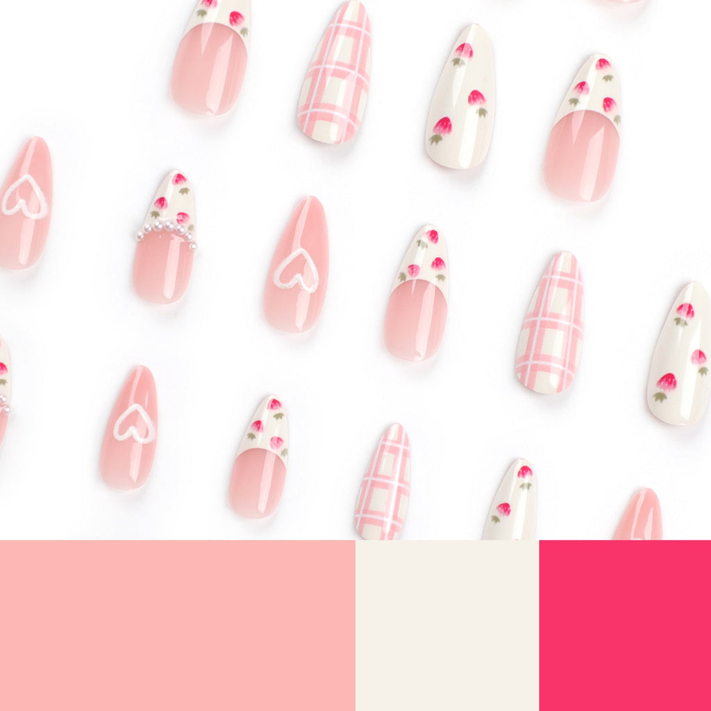 Artistic Heart and Floral Press-On Nail Extensions 
Maetiva