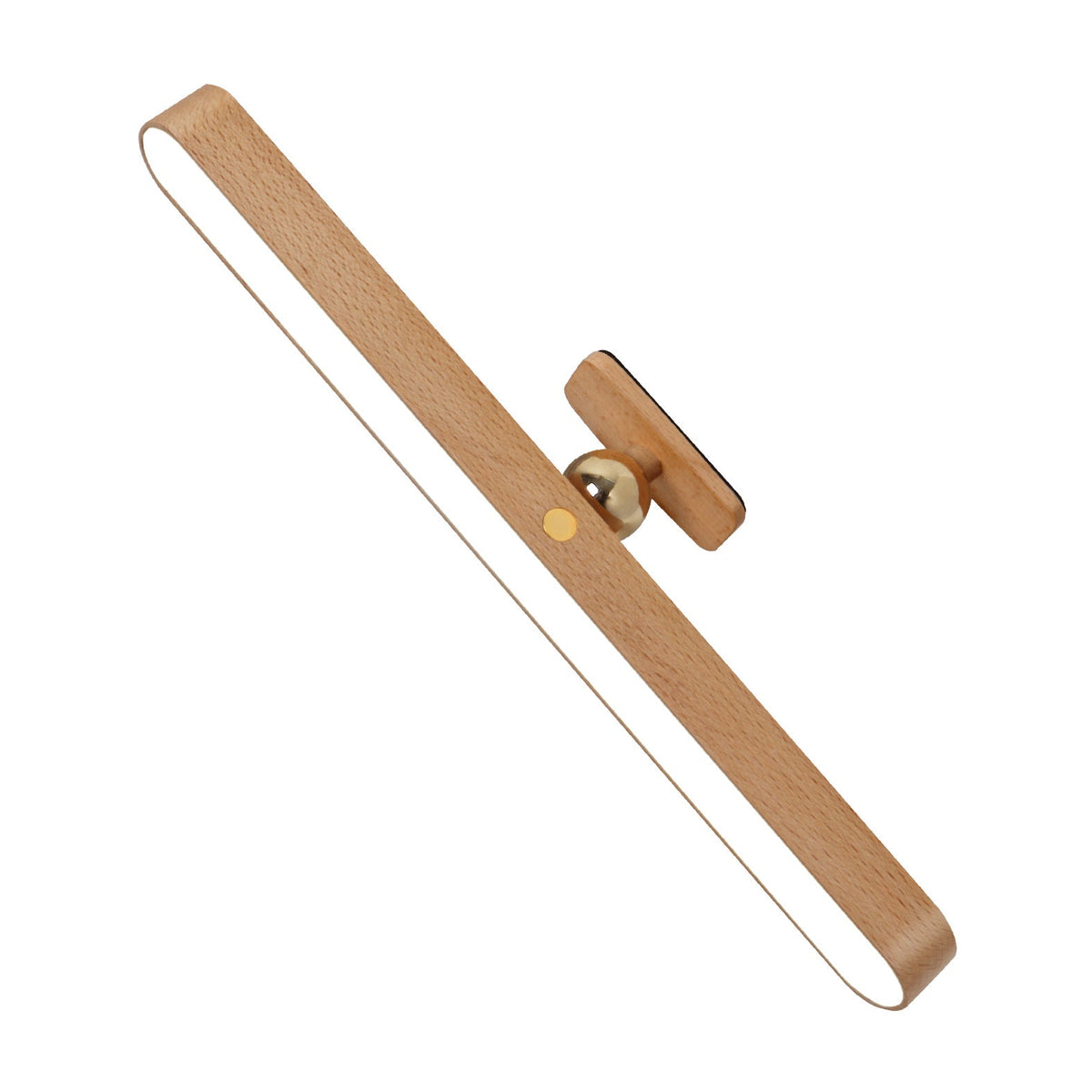 Minimalist Floating Wall Lamp with Brass Ball Accent in Solid Beech Wood 
Maetiva