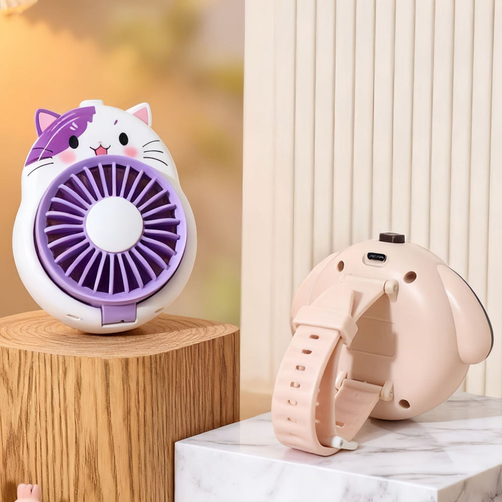 Portable handheld fan with cute dog design 
Maetiva