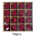 16-Piece Red Velvet Flocked Christmas Ornaments
