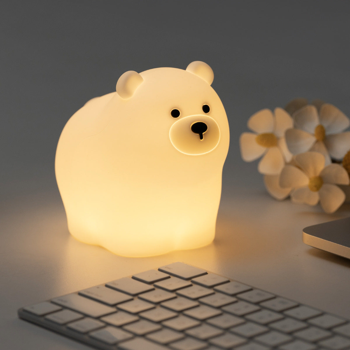 Maetiva® Squishy Silicone Little White Bear LED Night Light - Perfect Gift for Kids and Girls