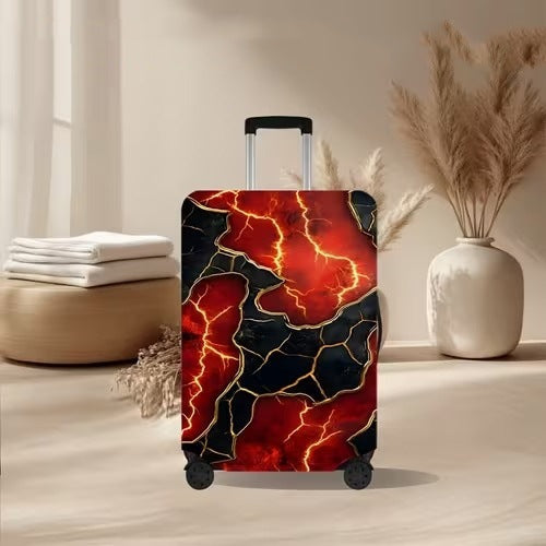 Unisex nan elastic suitcase cover with volcanic lava marble design, stretch protective cover for trolley 
Maetiva