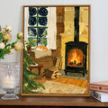 Cozy Fireplace Scene Wall Art 
Maetiva