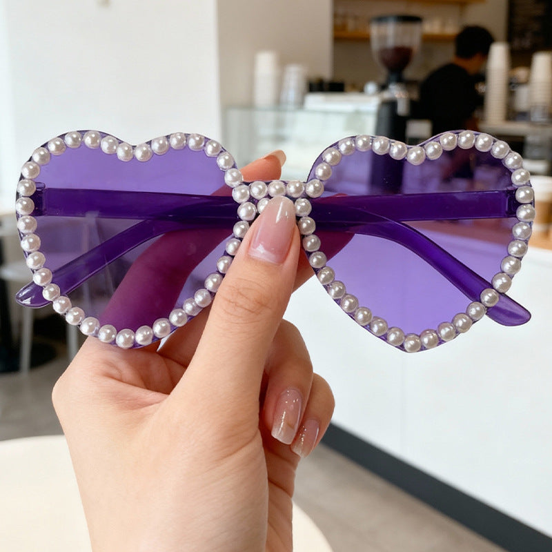 Heart-Shaped Pearl-Accent Sunglasses 
Maetiva