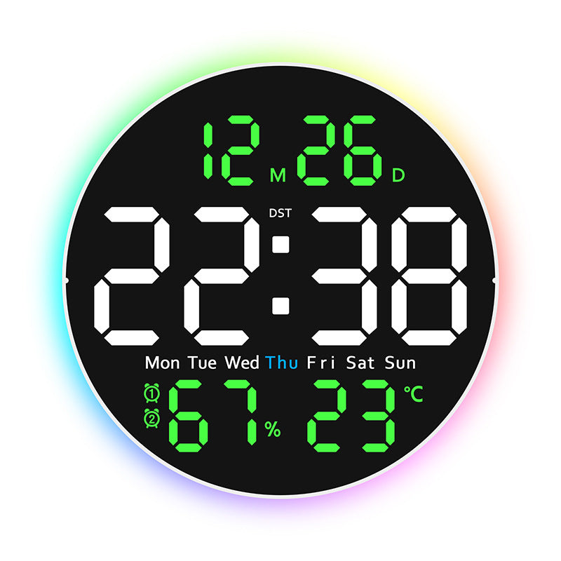 Digital LED alarm clock with hygrometer and temperature display 
Maetiva