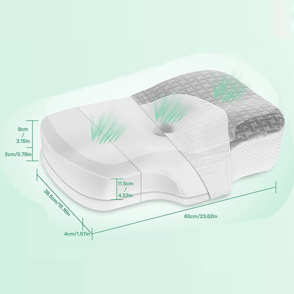 Ergonomic sleeping pillow with cooling gel filling 
Maetiva