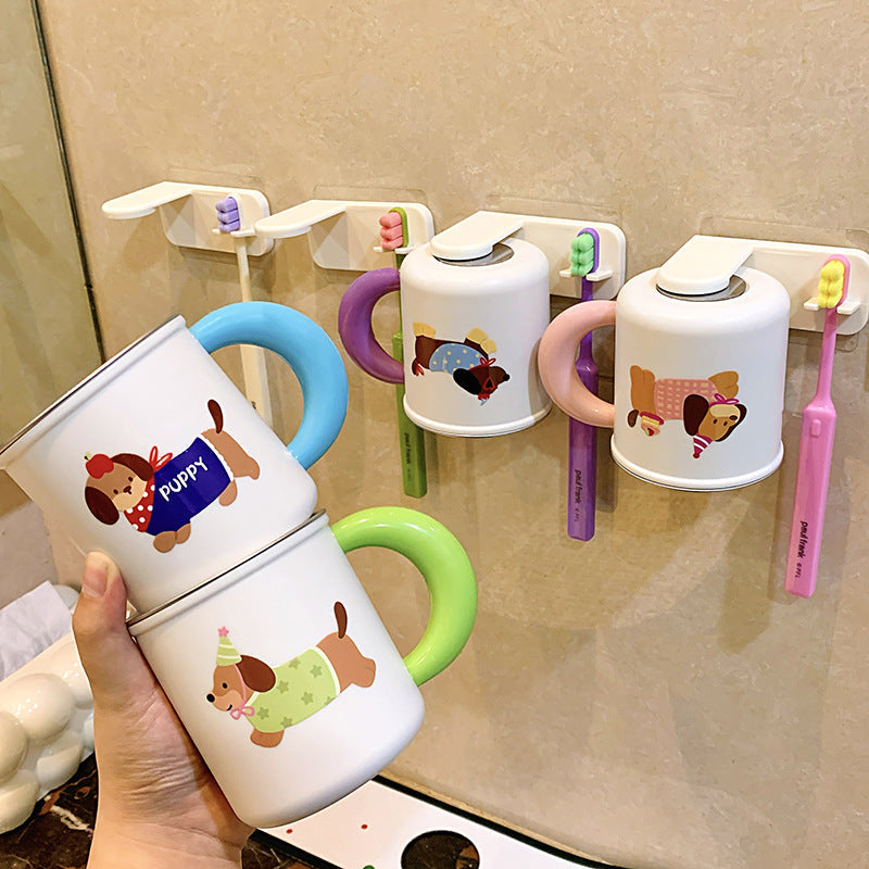 Wall-mounted toothbrush holder with cute dog design 
Maetiva