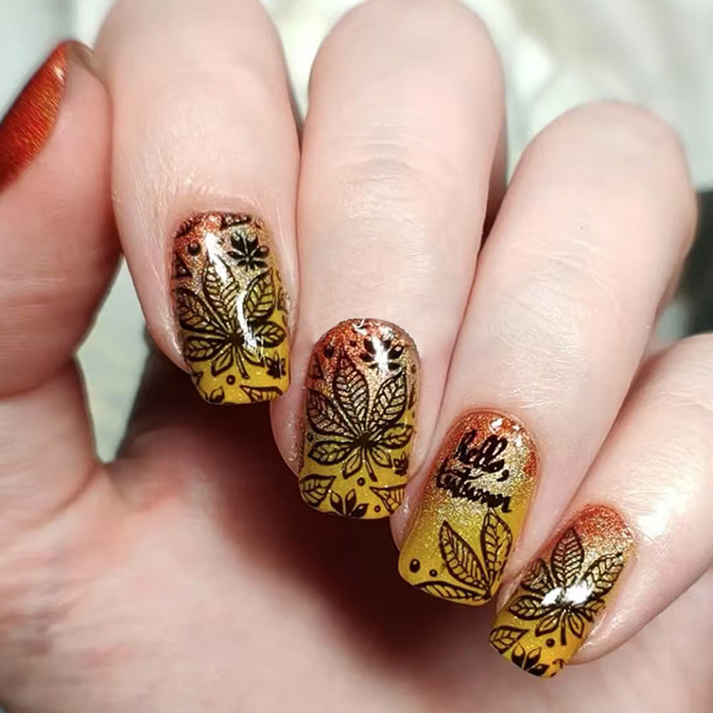 Artistic Leaf Design Press-On Nails 
Maetiva