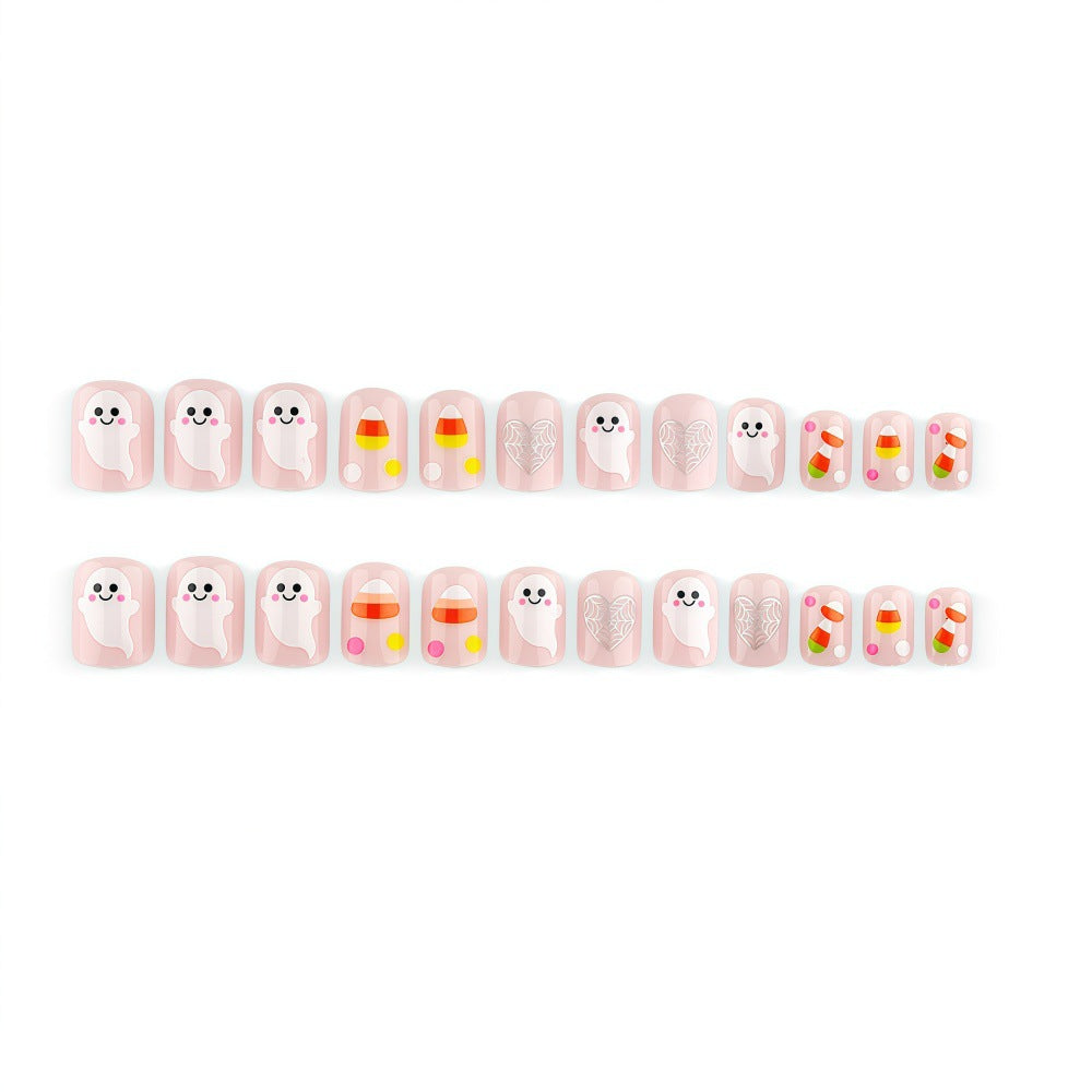 Halloween Artificial Nails with Ghost and Candy Designs 
Maetiva