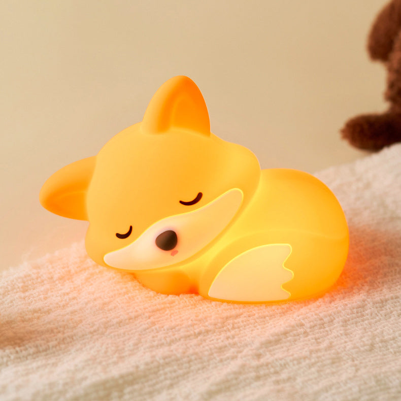 Maetiva® Fox Night Light with Curled Tail Silicone Squishy Animal Design Lamp Perfect Gift
