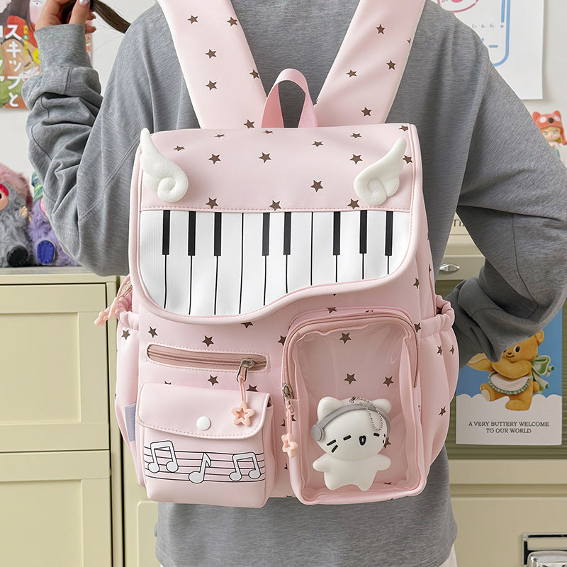 Piano-Themed Casual Backpack 
Maetiva