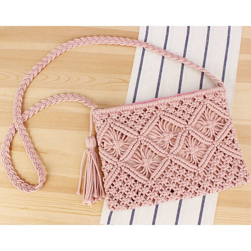 Handcrafted Macrame Shoulder Bag with Tassels 
Maetiva