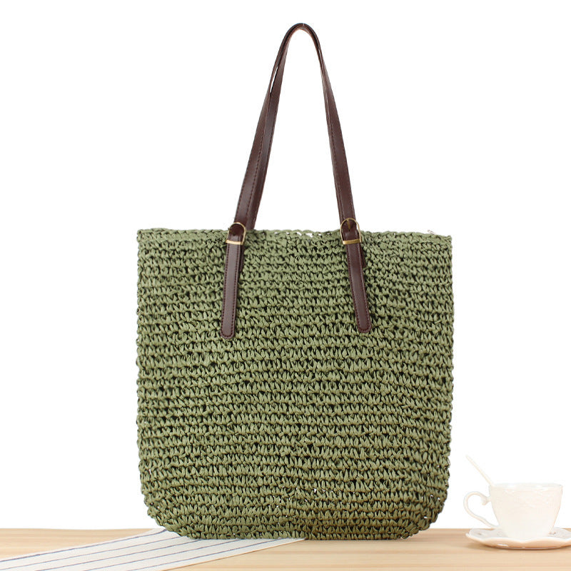 Braided Beach Bag with Sturdy Leather Handles 
Maetiva
