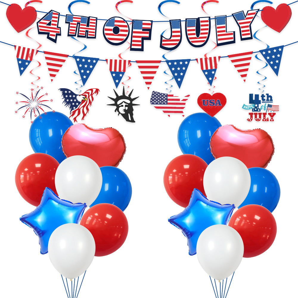 Unisex nan multi-piece hanging spiral garlands with patriotic USA cardboard pendants for party decoration 
Maetiva