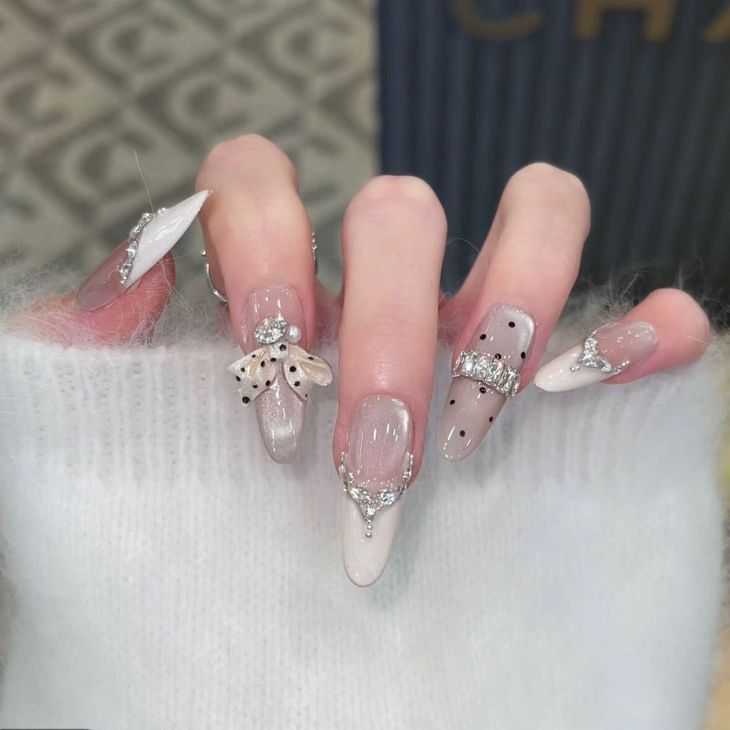 Glamorous Crystal-Studded Stiletto Press-On Nails 
Maetiva