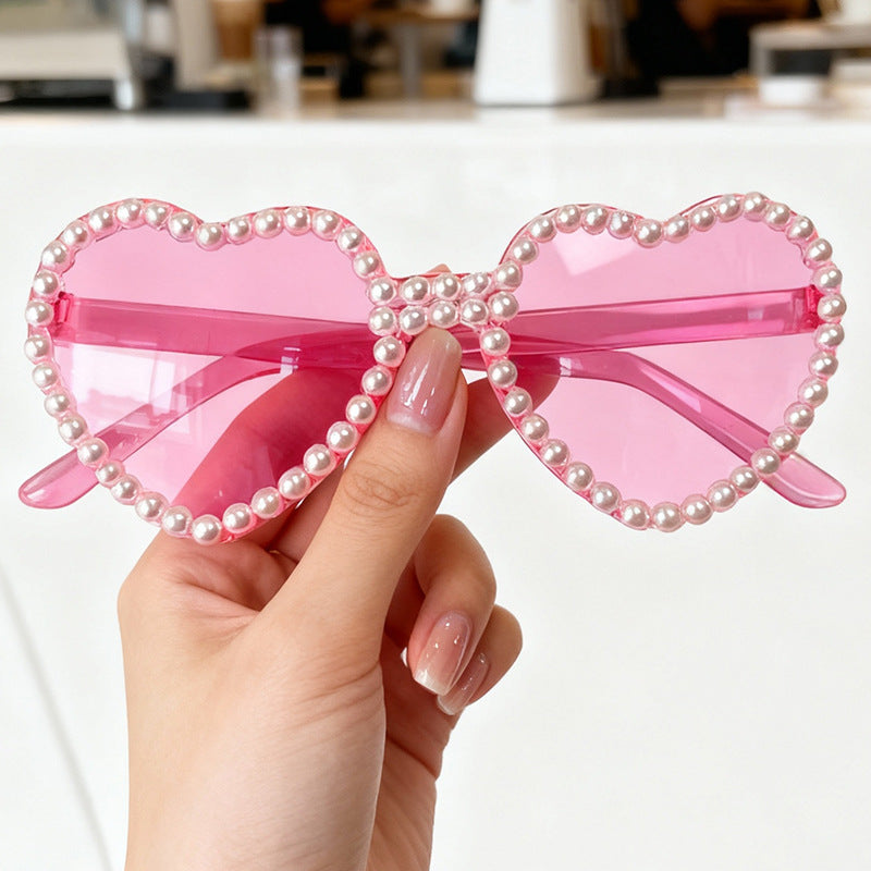 Heart-Shaped Pearl-Accent Sunglasses 
Maetiva