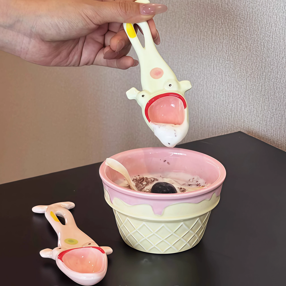 Funny Frog Long Handle Ceramic Spoon