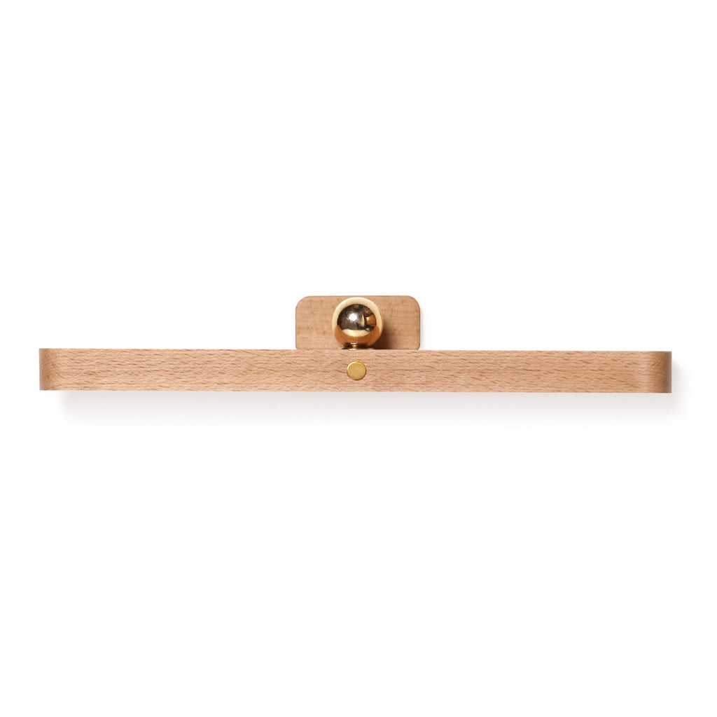 Minimalist Floating Wall Lamp with Brass Ball Accent in Solid Beech Wood 
Maetiva