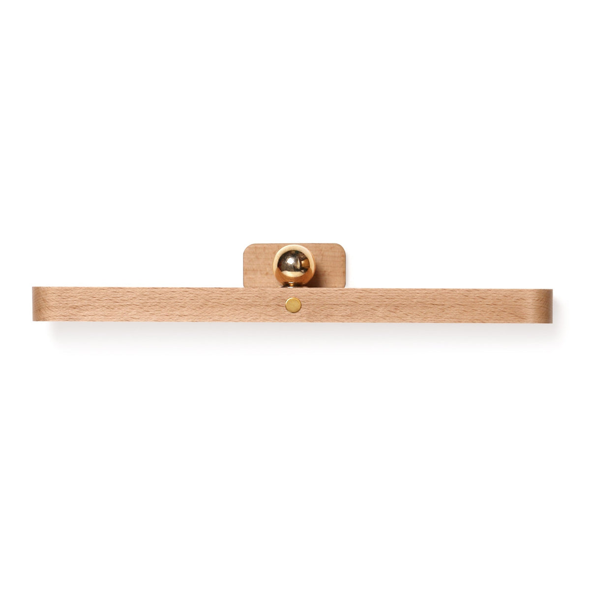 Minimalist Floating Wall Lamp with Brass Ball Accent in Solid Beech Wood 
Maetiva