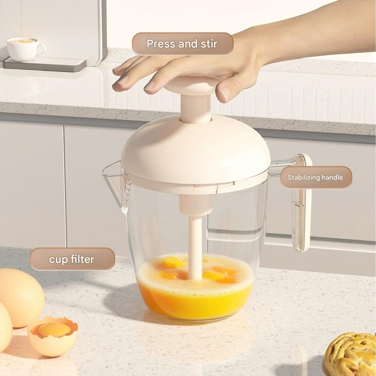 Ergonomic Multi-Blade Manual Egg Mixer