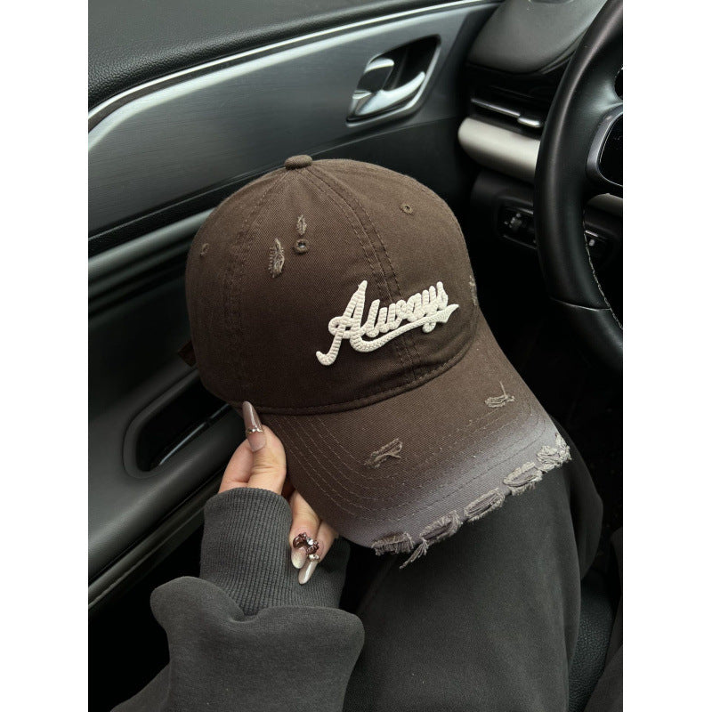 Women's Distressed Denim Style Baseball Cap 
Maetiva