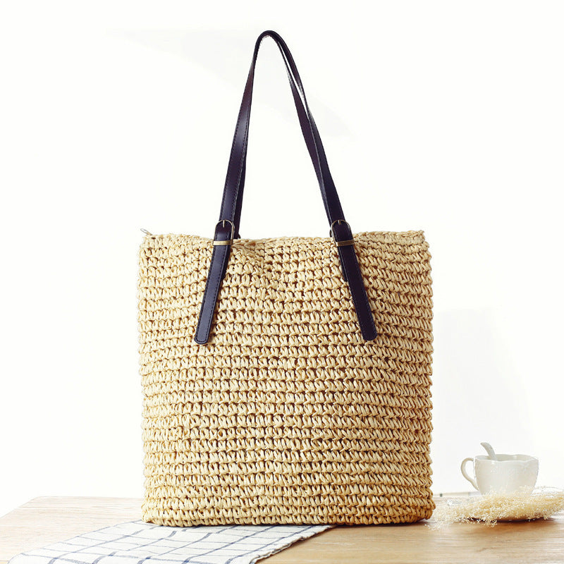 Braided Beach Bag with Sturdy Leather Handles 
Maetiva