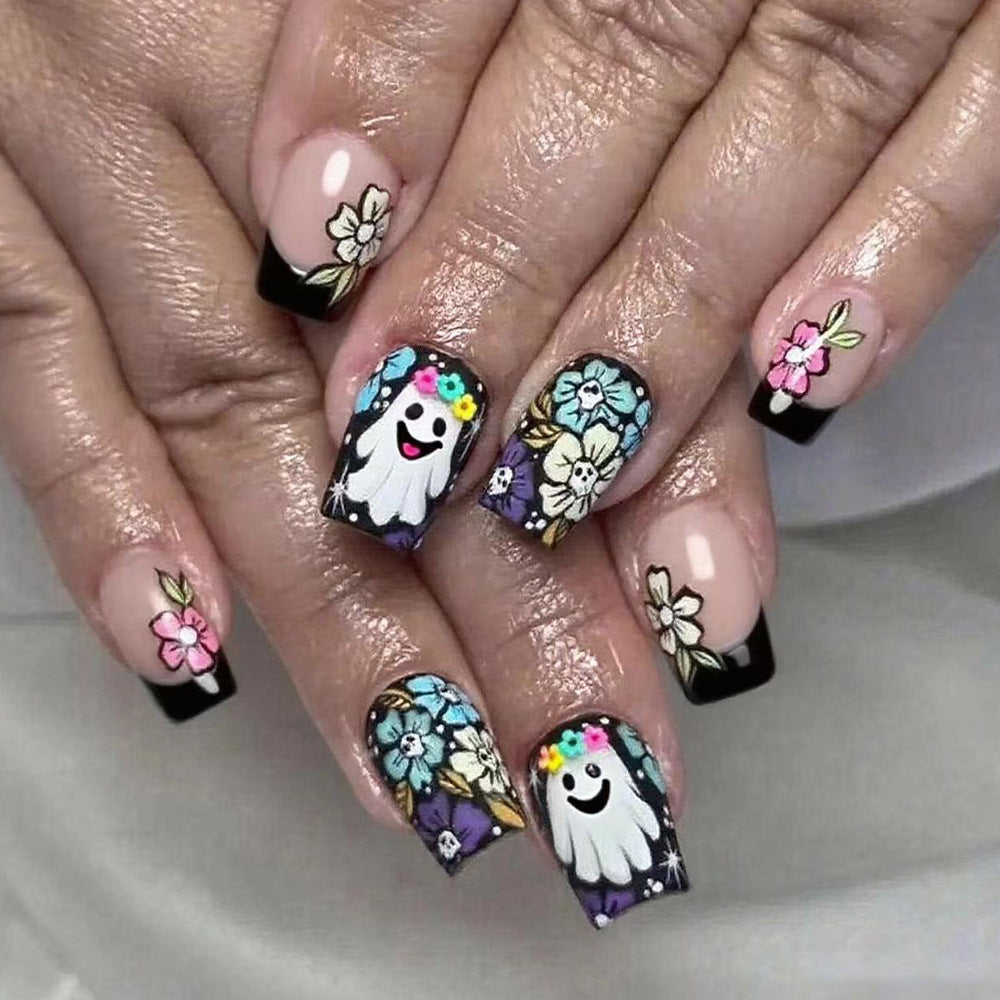 Creative Floral and Ghost Nail Art Set 
Maetiva
