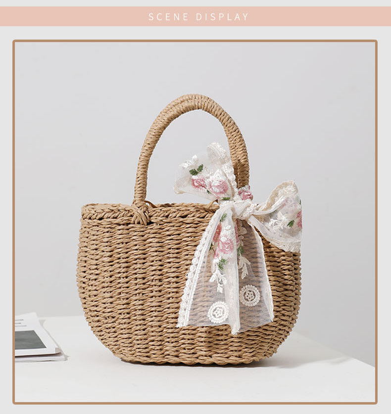 Elegant Bast bag with Floral Bow Detail 
Maetiva