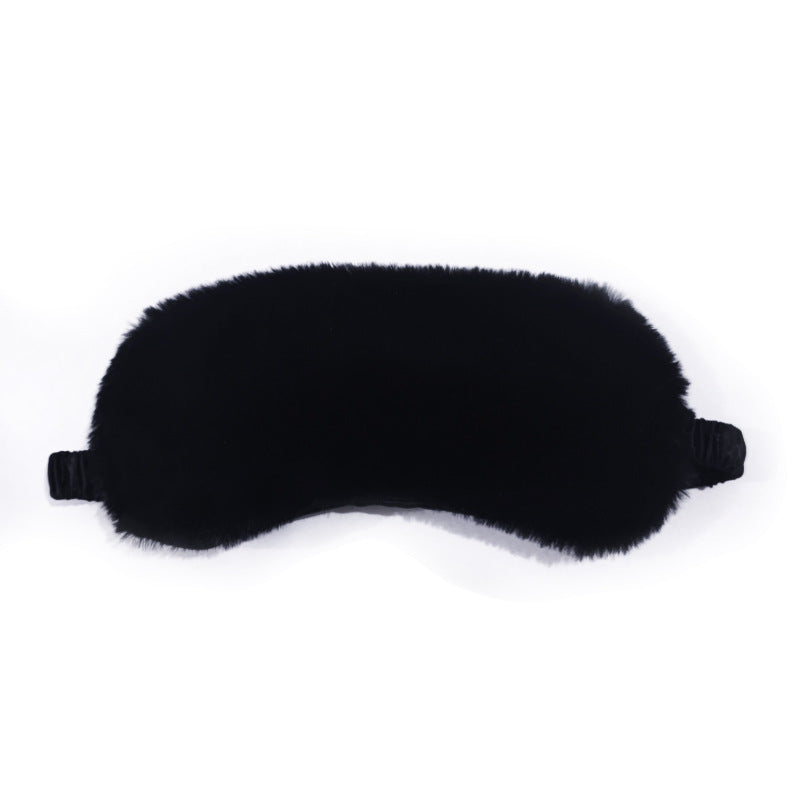 Women's fluffy ergonomic eye mask with adjustable satin band and soft faux fur cover 
Maetiva