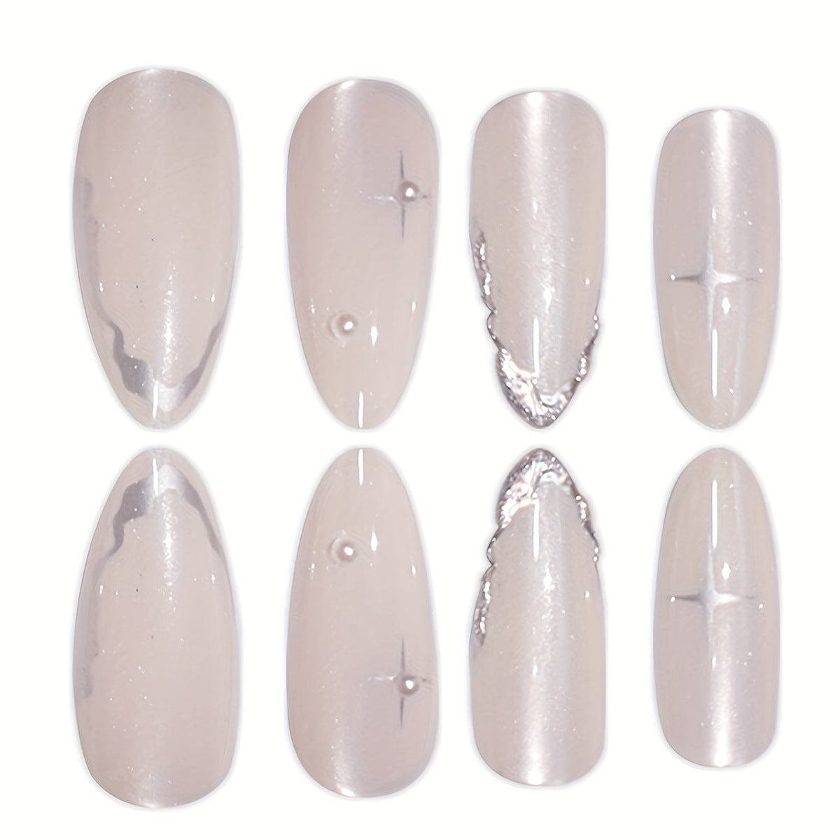 Elegant Press-On Nail Art with Floral Accents 
Maetiva