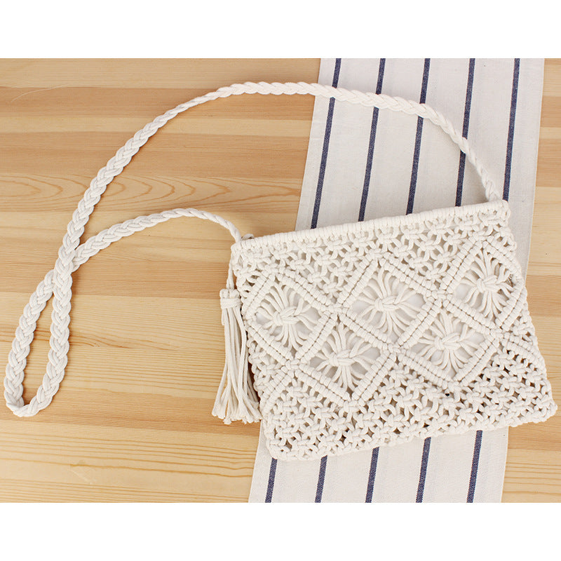 Handcrafted Macrame Shoulder Bag with Tassels 
Maetiva
