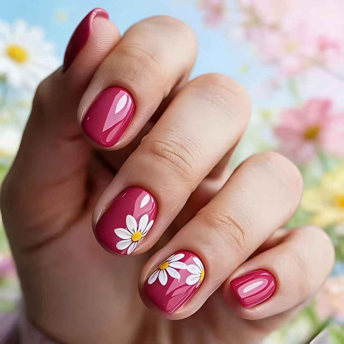 Artificial nails with floral designs 
Maetiva