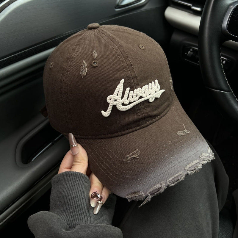 Women's Distressed Denim Style Baseball Cap 
Maetiva