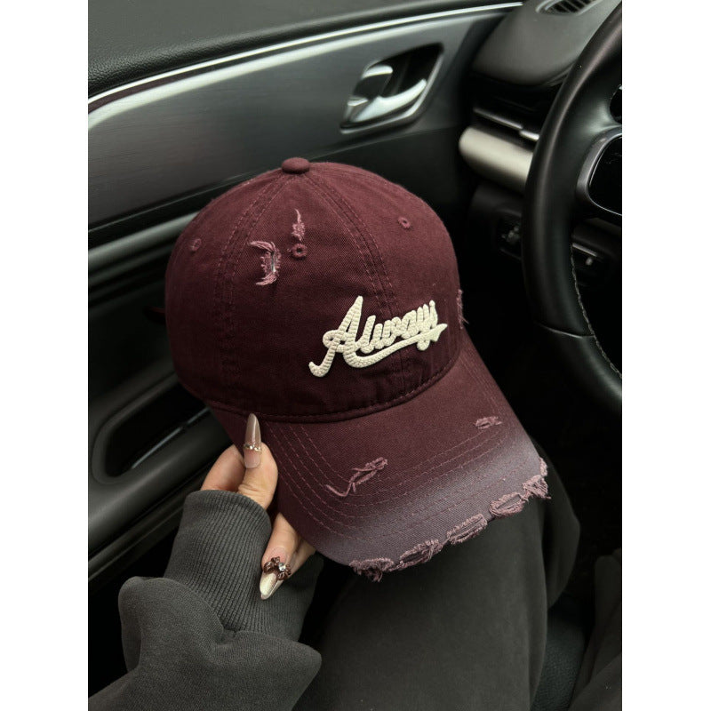 Women's Distressed Denim Style Baseball Cap 
Maetiva