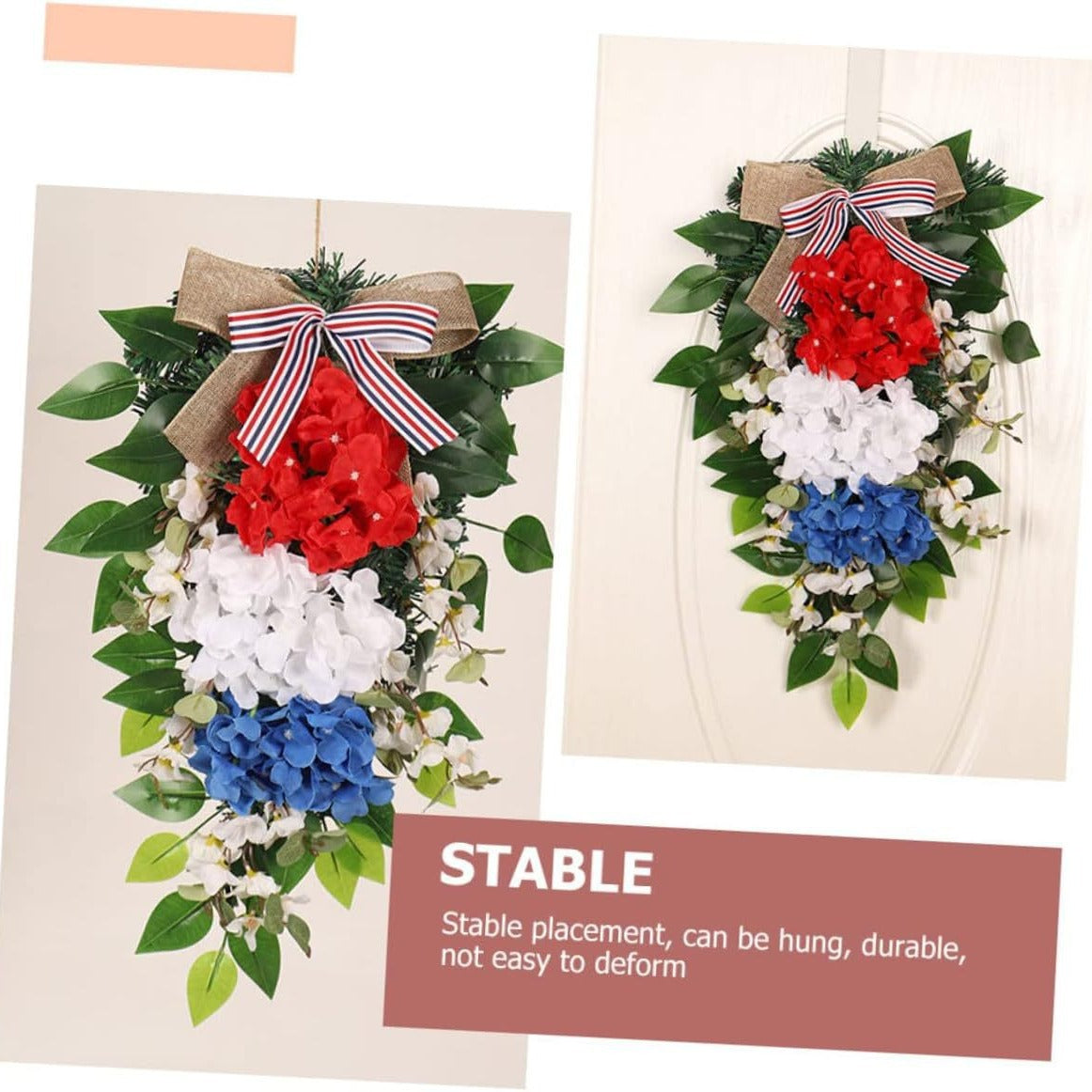 Women Decorative Wall Wreath with Colorful Artificial Flowers and Bow 
Maetiva