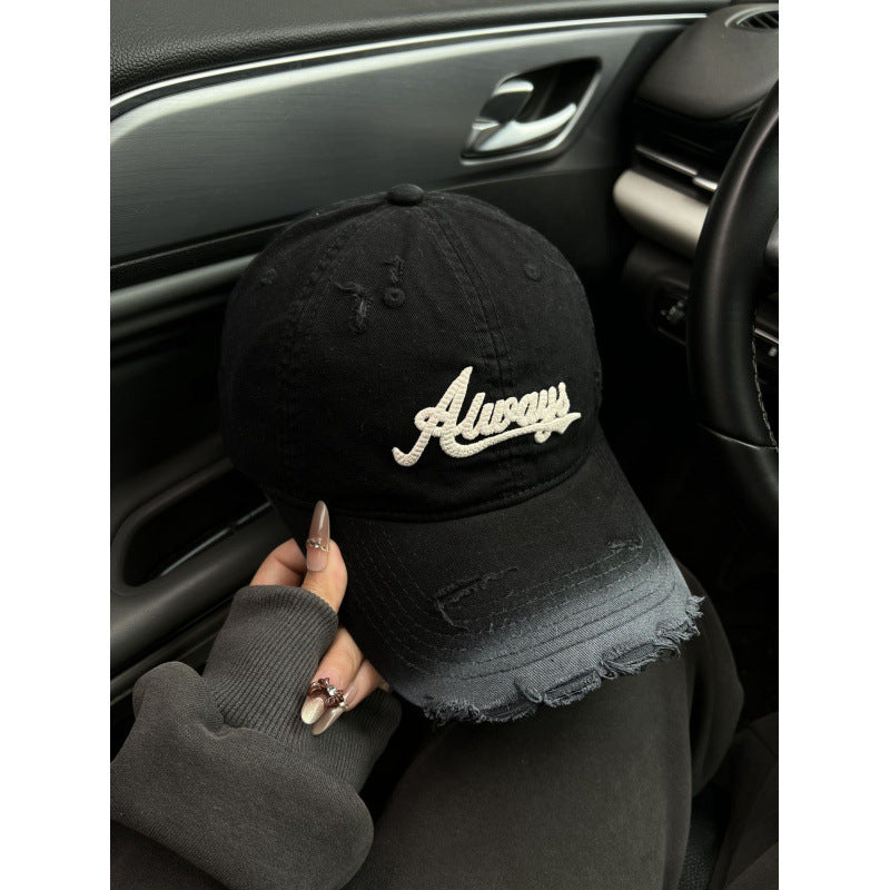 Women's Distressed Denim Style Baseball Cap 
Maetiva